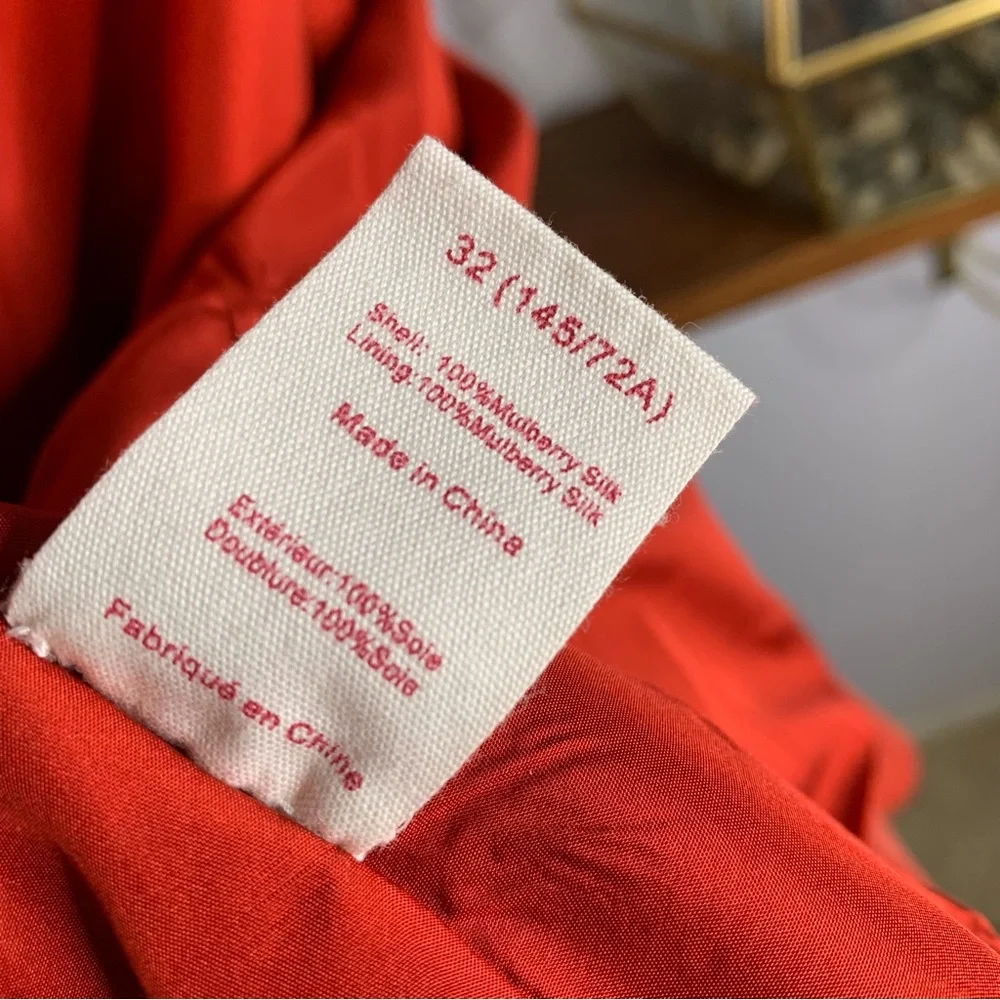 Shang Xia by Hermēs Red Silk Cape Coat with Asymmetrical Lapel 3/4 Sleeve size32 - Picture 7 of 8